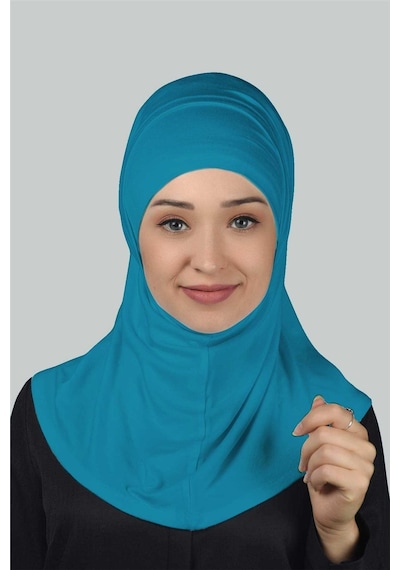 Altobeh İkili Set Pratik Eşarp Hazır Türban Ve Hijab Tesettür Bonesi Koyu Turkuaz