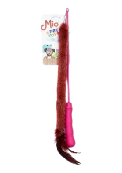 Peluşlu Tüylü Kedi Olta Oyuncağı Pembe