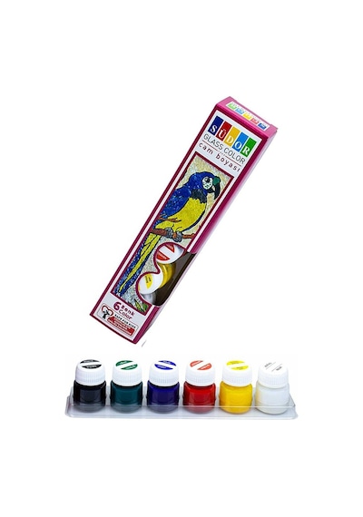 Cam Boyası 6 Renk 15 ML 1 Paket Cam Vitray Boyası Vitray Boya Seti 6 lı Çok Renkli