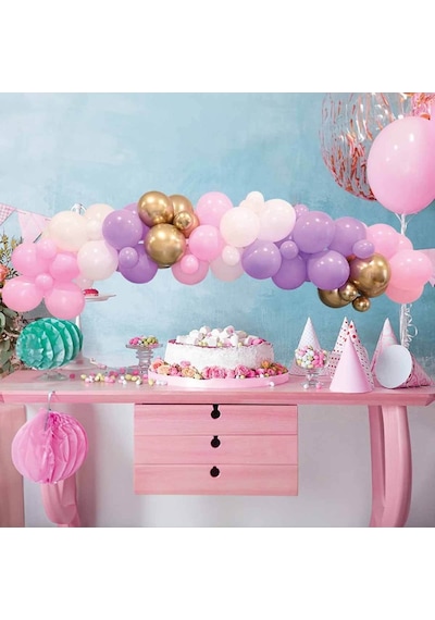 Balon Dekorasyonu 3lü Set Kız Asorti Set 70'li - Makaron Çok Renkli