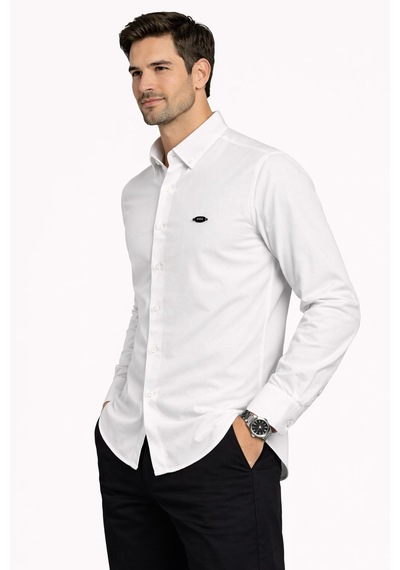 Classics Men Cafes Uzun Kol Slim Fit Erkek Oxford Gömlek - 7577 Beyaz
