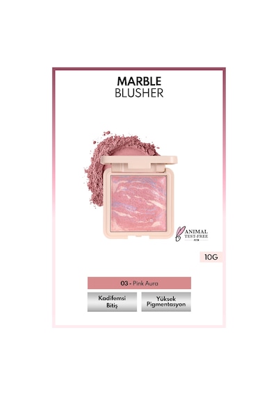 Note Cosmetique Marble Baked Blusher Fırınlanmış Allık & Aydınlatıcı - 03 Pink Aura