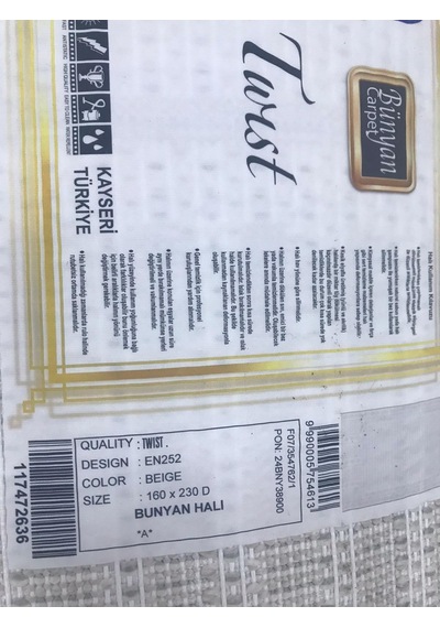 Bünyan Halı Twist 252 Serisi Oturma Salon Yatak Çocuk Odası Halısı Bej