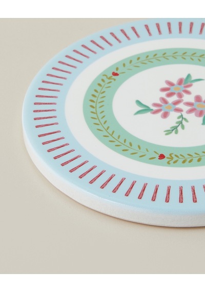 English Home Botanical Romance Seramik Bardak Altlığı 11 Cm Mavi