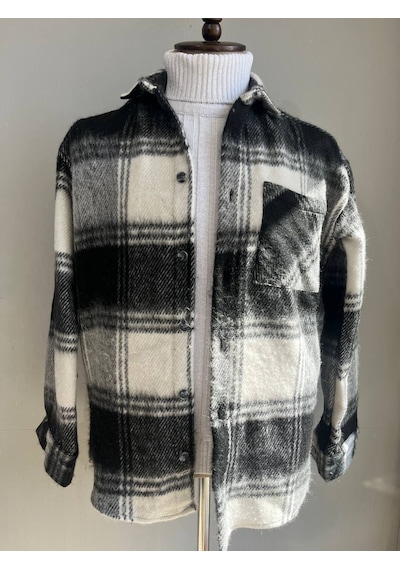 Unisex Jakarlı Oversize Siyah Gömlek Siyah