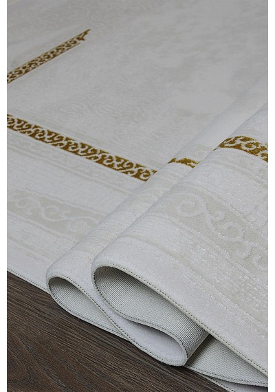 Kashe Halı Bella 4088 Gold Salon Halısı Oturma Odası Halısı Koridor Halısı Mutfak Halısı Modern Makine Halısı Krem - Gold