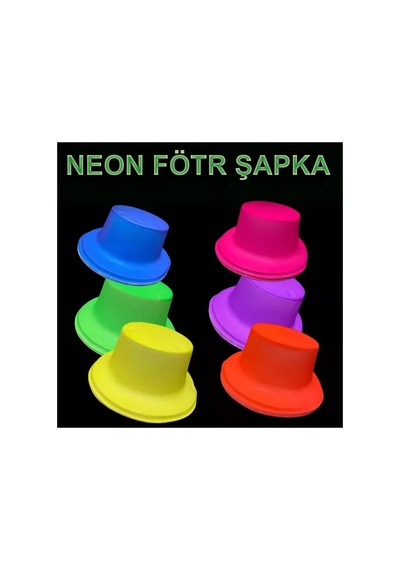 Neon Partisi Turuncu Renk Plastik Fötr Şapka Çok Renkli