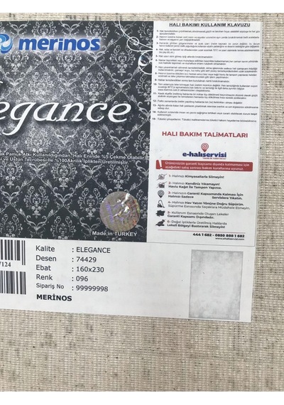 Merinos Halı Elegance 74429 096 Serisi Akrilik Salon Oturma Yatak Odası Halısı Gri - Krem