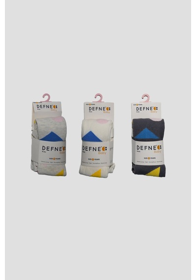 Defne Baby 3 Adet Pamuklu Unisex Çocuk Ve Bebek Külotlu Çorap Siyah-beyaz-gri