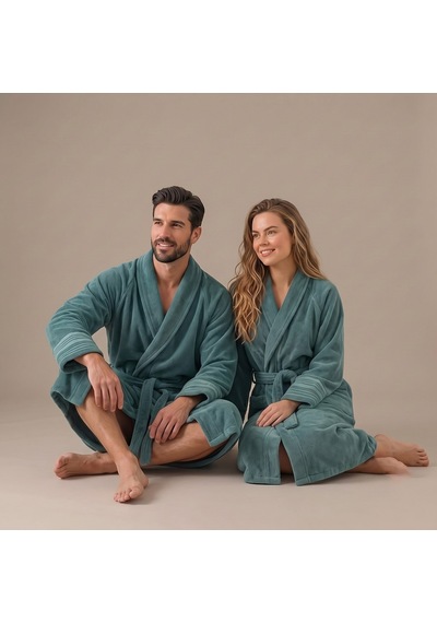 Derın Bambu Unısex Bornoz Turkuaz/koyu Turkuaz