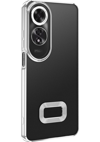 Oppo A60 Kılıf Kamera Korumalı Logo Gösteren Zore Omega Kapak Siyah