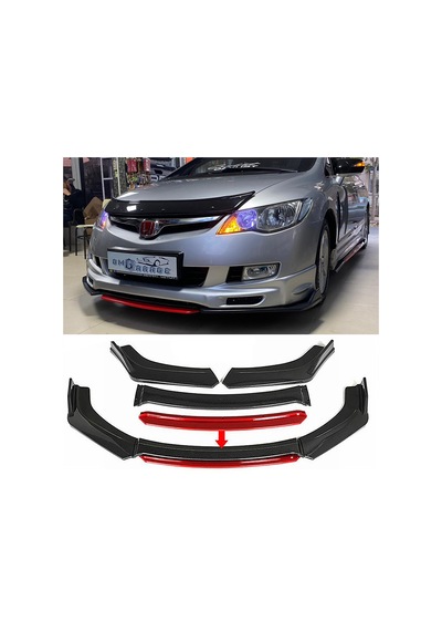 Honda Civic Fd6 Kırmızı Renkli Ön Lip 4 Prç P.siyah Abs