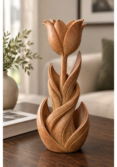 Spiral Lale Çiçeği Figürlü Dekoratif Biblo 09279051