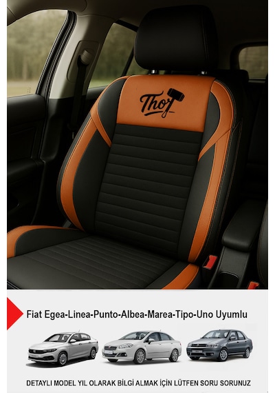 Thor Tay Tüyü Oto Koltuk Kılıfı Fiat Egea-linea-punto-albea-marea-tipo-uno Uyumlu Taba