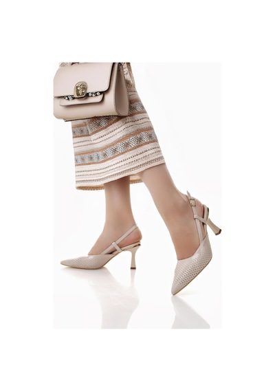 Nesilshoes Nesil Shoes Senyo 024 Ten Rugan Baskı Topuklu Kadın Sandalet