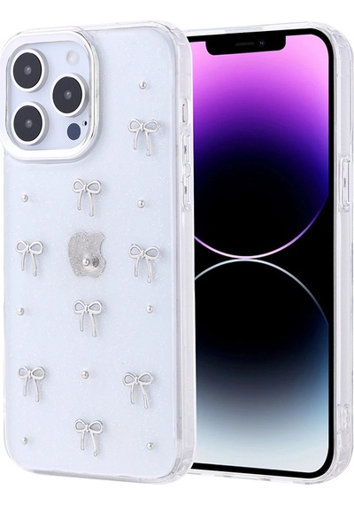 Apple Uyumlu iPad iPhone 14 Pro Max Kılıf Airbag Tasarımlı Simli Şeffaf Zore Kutup Kapak Fiyonk