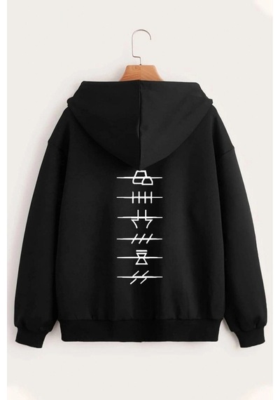 Startmore Relax&basic Unisex Baskılı Kapüşonlu Fermuarlı Sweatshirt Siyah Siyah Startmore Relax&basic Unisex Baskılı Kapüşonlu Fermuarlı Sweatshirt Siyah Siyah