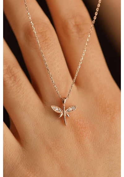 Zirkon Taşlı Rose Minimal Yusufcuk Gümüş Kolye N10068