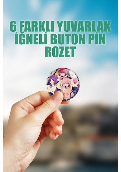 Bochi The Rock Çanta Süsü Rozet İğneli Buton Rozet Seti 6 Adet Çok Renkli