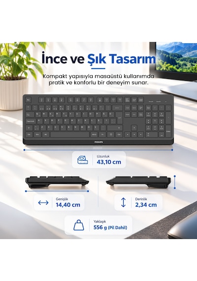 Philips SPK6368 Kablosuz Türkçe Q Klavye