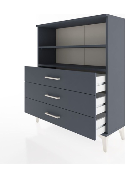 Arges Şifonyer 2 Raflı 3 Çekmeceli 88x30x106 Antrasit-antrasit Antrasit