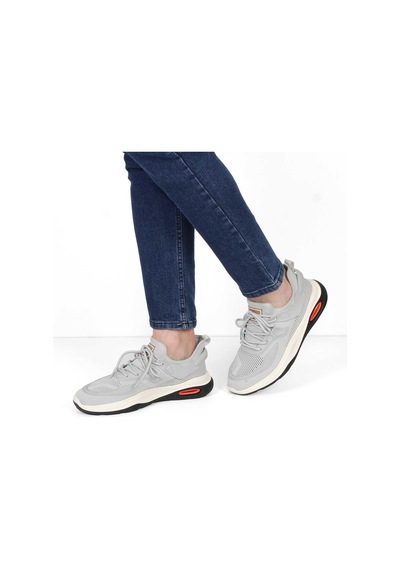 Erkek Gri Bağcıklı Kalın Tabanlı Sneaker