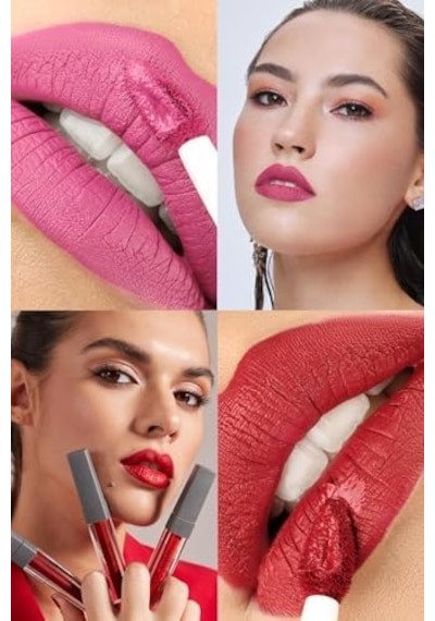 Uzun Süre Kalıcı Kadifemsi Kuruma Yapmayan Mat Likit Ruj - Lipstick 522 Wine Red 0