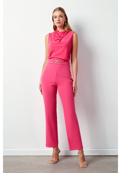 Sateen Aksesuar Detaylı Pantolon - Pembe