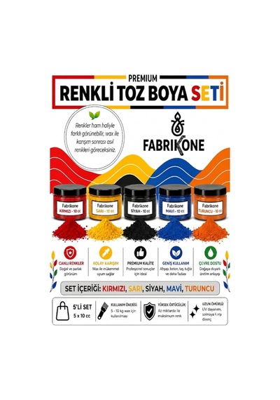 Toz Mum Boyası Seti 10 Cc 5'li Soya & Parafin Wax Için Kırmızı, Sarı, Siyah, Mavi, Turuncu Bkfab5ksrsmt10g Çok Renkli