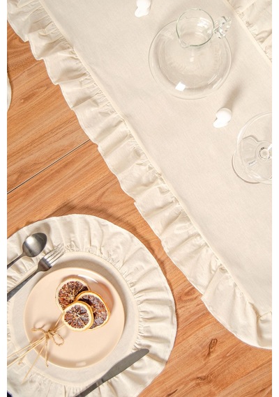 Keten 2 Adet Fırfırlı Runner 40 X 110 Cm - Ztrunner2