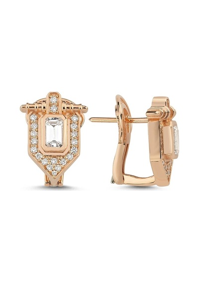 0,92 Karat Pırlantalı Beyaz Safir Küpe
