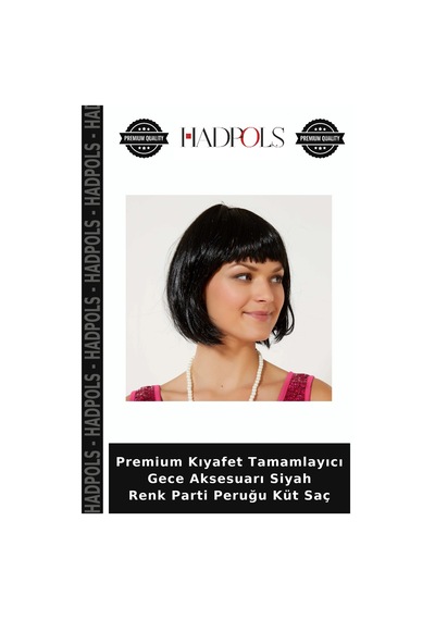 Premium Kıyafet Tamamlayıcı Gece Aksesuarı Siyah Renk Parti Peruğu Küt Saç