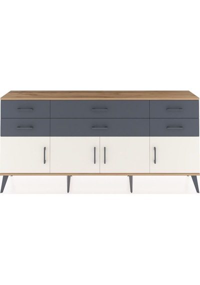 Arges Konsol 2 Raflı 6 Çekmeceli 4 Kapaklı 176x30x83 Çam-aytaşı/antrasit Aytaşı/antrasit Arges Konsol 2 Raflı 6 Çekmeceli 4 Kapaklı 176x30x83 Çam-aytaşı/antrasit Aytaşı/antrasit