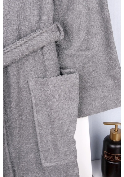 Baveno %100 Pamuk Kimono Bornoz Gri