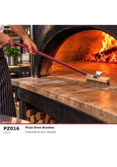 Fida Pizza Fırını Temizleme Fırçası Düz Gümüş
