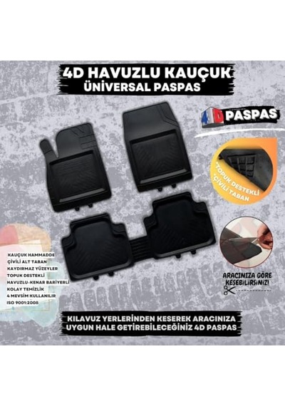 Ferrous 4d Havuzlu Kauçuk Üniversal Paspas - Her Araca Uyumlu Açık Bej
