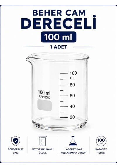 Beher Cam Dereceli 100 Ml 1 Adet