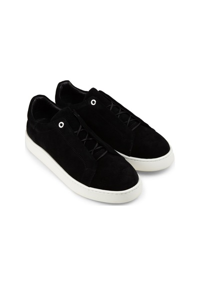 Deery Erkek Hakiki Süet Siyah Gizli Bağcıklı Sneaker Ayakkabı - 04444msyhe01
