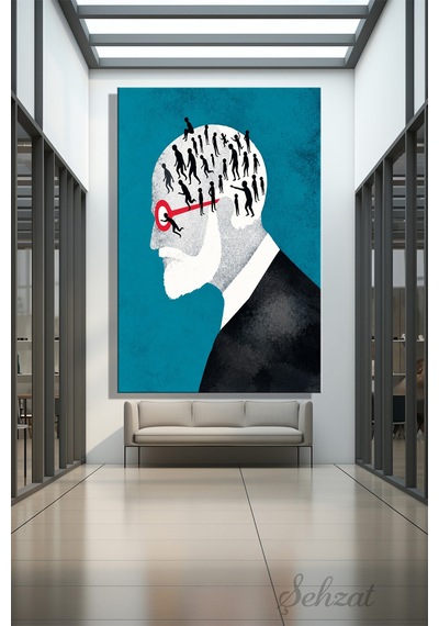 Duvar Tablosu Dikey Kanvas Psikolog Psikoterapi Psikiyatri Merkezi Bilinçaltı Felsefi Sigmund Freud Çok Renkli