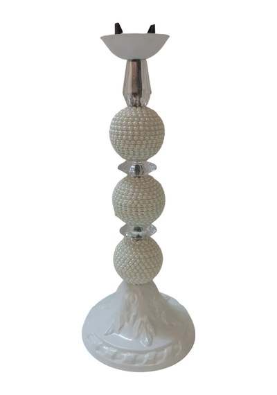 Bordo Kumaş Başlık İnci Ayaklı Modern Abajur 48x35 Cm