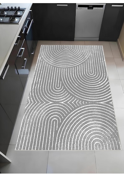 Gri Zemin Bohem Tarz Modern Halı Dekoratif Kilim