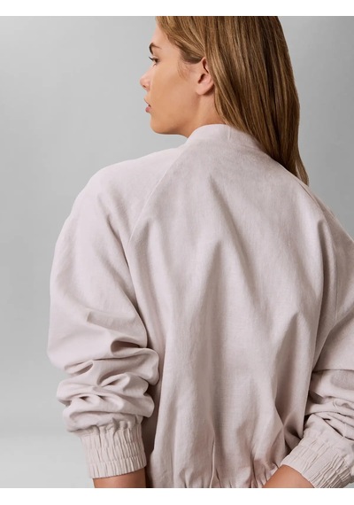 Calvin Klein Lınen Bomber Jacket, Gna, Xxs Beyaz Kadın Ceket