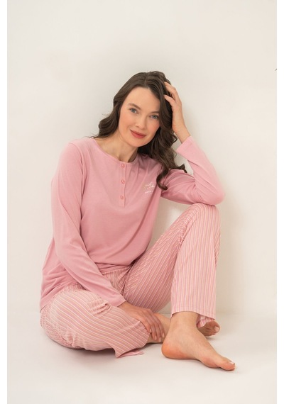Pierre Cardin Kadın Sweet Sunday Pembe Uzun Kol Pijama Takım Pc9295-s-v1 Pc9295-s-v1