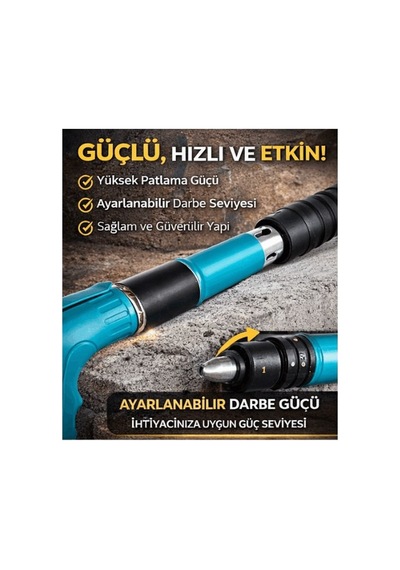 Profesyonel Çivi Çakma Aleti Seti, 200 Çivili Beton Ve Duvar İçin Uygun, Ayarlanabilir Darbe Gücü, Dayanıklı Ve Ergonomi