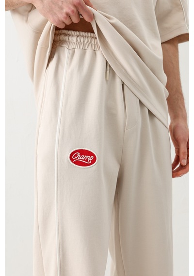 Oversize Baskılı Eşofman Takım V90-21 Açık Taş