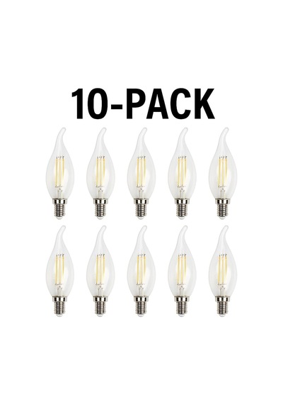 4w E14 Kıvrık Led Mum Ampul 35w Eşdeğer, 3000k Günışığı, 400 Lümen, 220-240v, Şeffaf Cam Filament, 10'lu Diğer