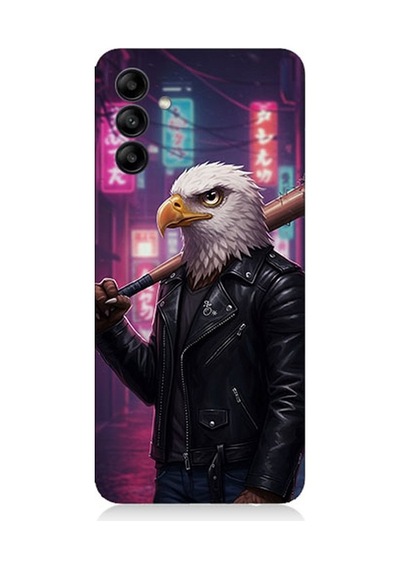 Samsung Galaxy A55 Uyumlu Sokakta Deri Ceketli Kartal Desenli Silikon Kılıf Çok Renkli