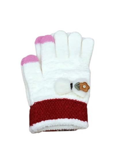 Kitti 9-15 Yaş Kız Çocuk Örme Eldiven K24240-01 Ekru