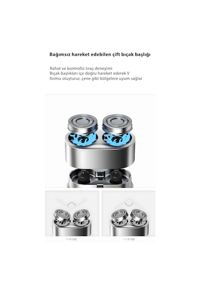 Jx-08 Taşınabilir Şarjlı Suya Dayanıklı Tıraş Makinesi Manyetik Çift Başlık, Ipx7