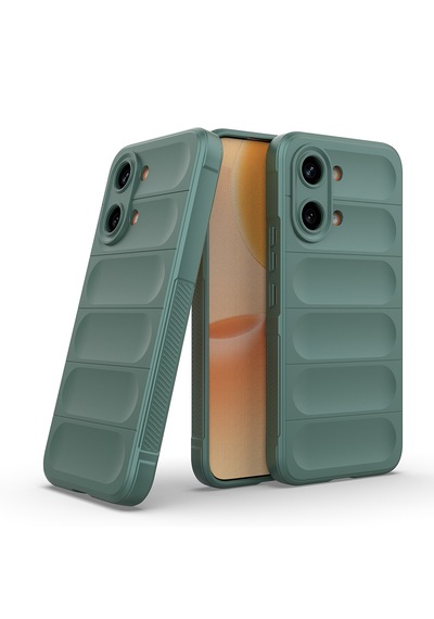 Xiaomi Poco X8 Pro Max Kılıf Kamera Korumalı Derbe Emici Esnek Tpu Oyuklu Arka Yüzey Tasarımlı Zore Etnik Silikon Kapak Koyu Yeşil